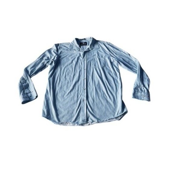 Buttercloth Men's Sz XL Icy Cotton Regular Fit Blue Striped Button Up Shirt - Picture 7 of 7